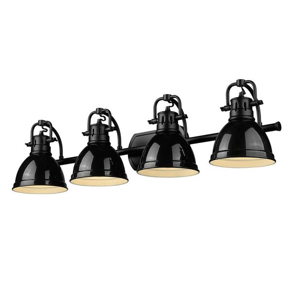 Duncan Matte Black Four-Light Vanity Light with Black Shades, image 1